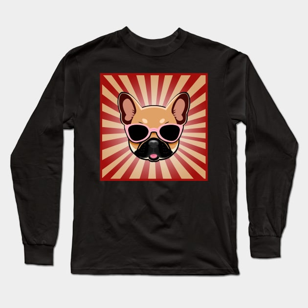 Brown Frenchie Dog Wearing Pink Sunglasses French Bulldog Long Sleeve T-Shirt by 4U2NV-LDN